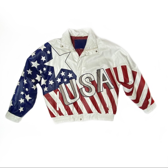 All American Rider Other - 🇺🇸🏍️ All American Rider Motorcycle Vintage US Flag Star Leather Jacket XXL